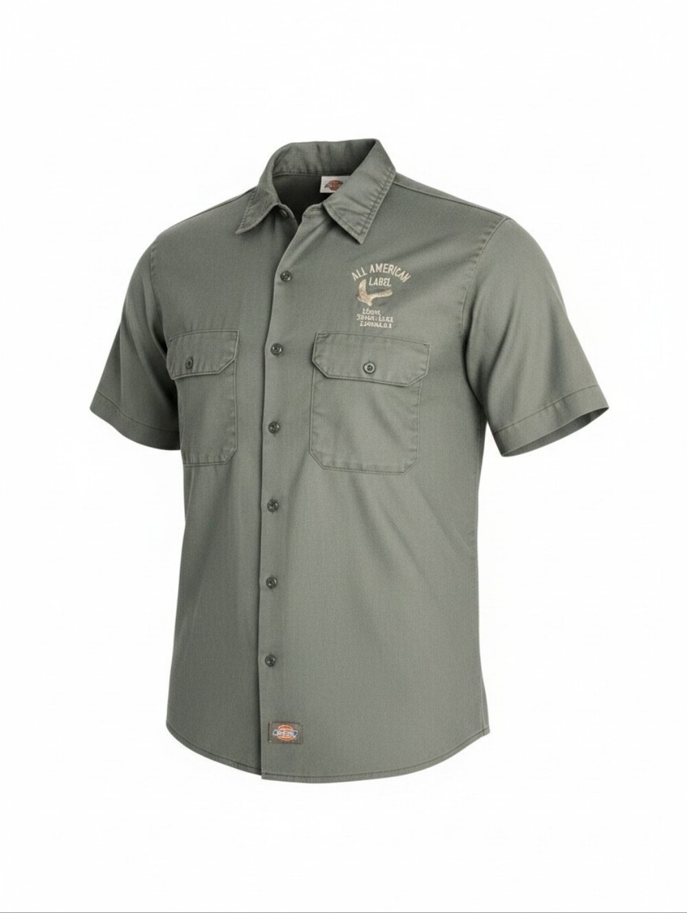 Dickies Men's Olive Green Short Sleeve Work Shirt Size L Utility Streetwear
